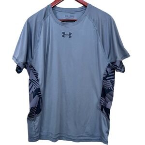 Under Armour Tshirt Adult XL Gray Black Athletic Mana Stripe Sides Workout Gym